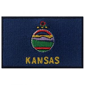EmbTao Airsoft Morale Patch 1 Kansas State Flag Embroidered Emblem Iron On Sew On KS Patch