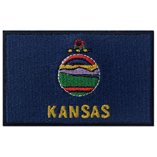 EmbTao Airsoft Morale Patch 1 Kansas State Flag Embroidered Emblem Iron On Sew On KS Patch