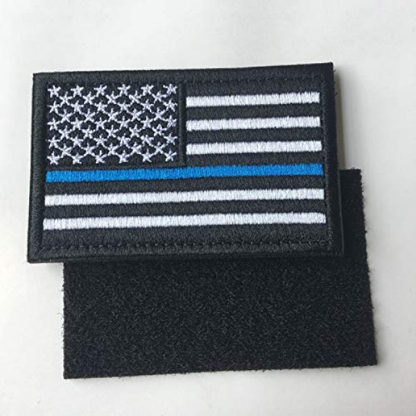 Hng Kiang Hu Airsoft Morale Patch 5 Bundle 2 Pieces-Tactical Police Law Enforcement Thin Blue Line American Flag US United States of America Military Morale Patches (Black-Blue Thin)