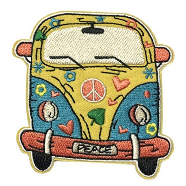 Appalachian Spirit Airsoft Morale Patch 1 Hippie Peace Van 3.5" Embroidered Patch DIY Iron-on or Sew-on Decorative Vacation Souvenir Travel Appliques Retro Vintage 1970's Peace Van Weed Love Heart Dove Surf Music Festival Karma