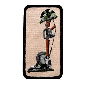 Cypress Collectibles Embroidered Patches Airsoft Morale Patch 1 Fallen Soldier's Battle Cross Embroidered Military Patch Rifle Iron-On Emblem