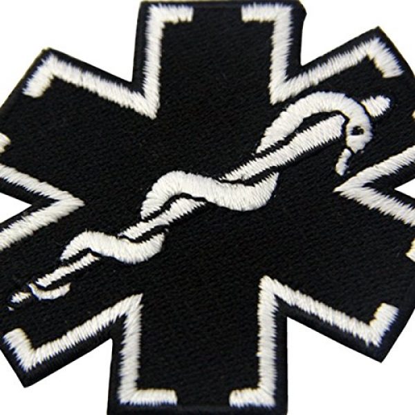 EmbTao Airsoft Morale Patch 5 EmbTao Glow in Dark ACU EMS EMT Medic Paramedic Star of Life Morale Tactical Embroidered Applique Iron On/Sew On Patch - Black & White