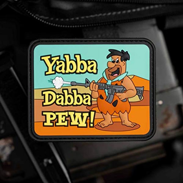 NEO Tactical Gear Airsoft Morale Patch 2 Yabba Dabba Pew Flintstones PVC Morale Patch - Hook Backed with Loop Piece by NEO Tactical Gear