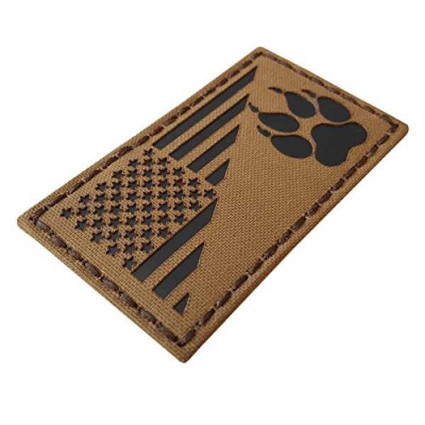 Tactical Freaky Airsoft Morale Patch 4 Coyote IR K9 Dog Handler Paw K-9 USA Flag Brown Tan Infrared Tactical Morale Hook&Loop Patch