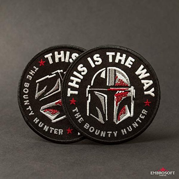 Embrosoft Airsoft Morale Patch 7 Bounty Hunter Round Patch - This is The Way Mandalorian - Star Wars TV Series Morale Emblem - Embroidered Iron On - Size: 3.5 x 3.5 inches