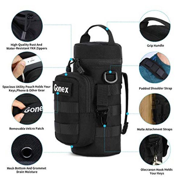 Gonex Tactical Pouch 3 Gonex Upgraded MOLLE Water Bottle Pouch, Tactical Military Bottle Holder Hydration Carrier Mesh Bottom with Belt for Backpack Camping Travel Outdoor Activities