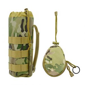 LZYMSZ Tactical Pouch 1 Upgraded Army Sport Water Bottle Pouch Bag with Mini Wallet Bag, Tactical Drawstring MOLLE Bottle Holder Pouches and Portable Key Bag, Travel Carrier Survival tool for Hiking Climbing Fishing (550ML)