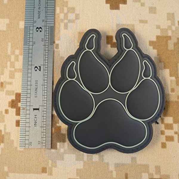 LEGEEON Airsoft Morale Patch 4 LEGEEON All Black Blackout Glow Dark K-9 Paw K9 Handler Dogs of War Morale Army Gear PVC Fastener Patch