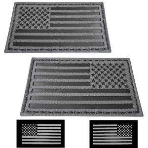 Tactical Freaky Airsoft Morale Patch 1 Tactical Freaky Wolf Gray Bundle Set of 2 pcs IR USA American Flags Forward Reversed Infrared Morale Fastener Patches