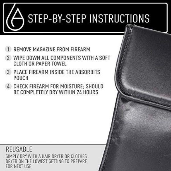 ABSORBITS Tactical Pouch 5 ABSORBITS Ballistics 1.0 Military-Grade Patented Bone-Dri Storage Bag for Reusable Tactical Firearm, Gun, Pistol Dry Storage and Corrosion Control of Handguns and Ammo, Black