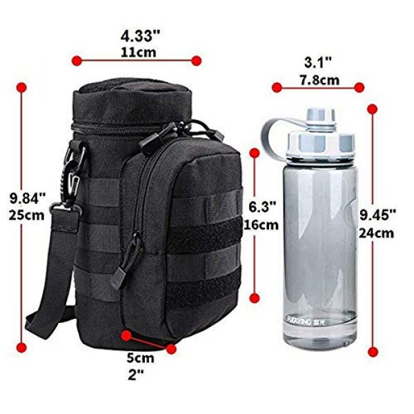 JASLITE Tactical Pouch 3 JASLITE Water Bottle Pouch, Upgraded 1000D Nylon Tactical Military MOLLE H2O Pouch Bottle Holder Hydration Carrier,Detachable Shoulder Strap for Backpack Camping Travel Outdoor Activities