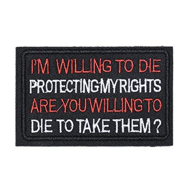 ZHDTW Airsoft Morale Patch 1 ZHDTW Tactical Morale Letter Patches I'm Willing to Die Protecting My Rights, are You Willing to Die to Take Them Decorative Patches with Hook Loop for Bags, Backpacks, Clothing (DT053)