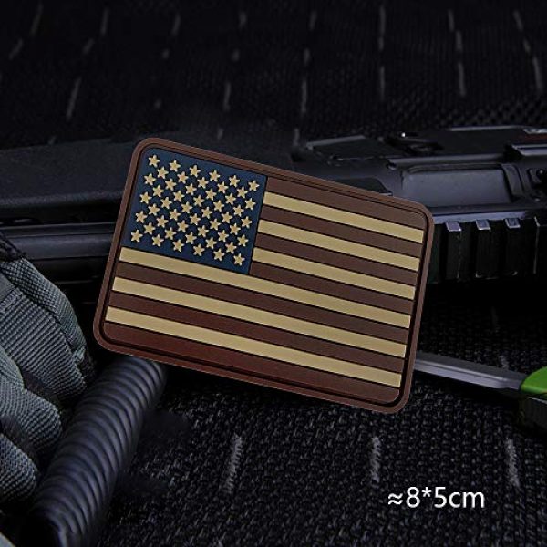 MORTHOME Airsoft Morale Patch 4 MORTHOME US Flag PVC Hook and Loop Rubber Patch (Regular/Brown and Tan)