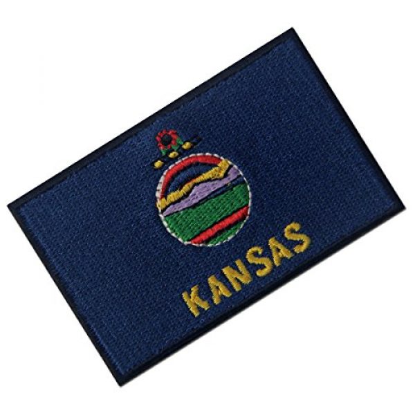 EmbTao Airsoft Morale Patch 3 Kansas State Flag Embroidered Emblem Iron On Sew On KS Patch