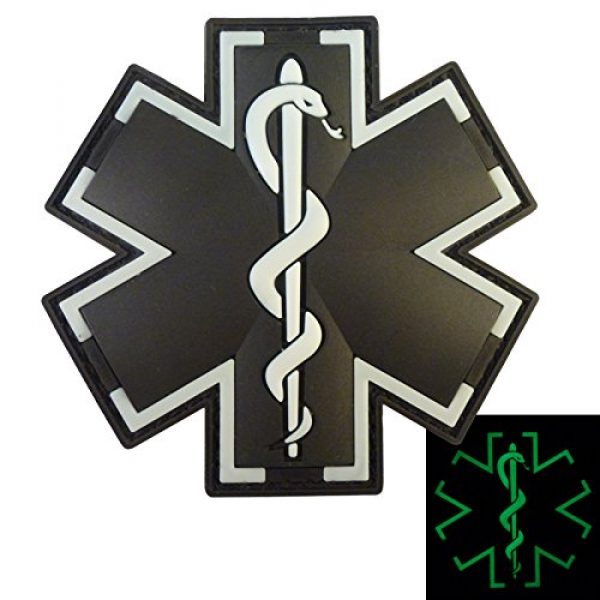 LEGEEON Airsoft Morale Patch 1 LEGEEON Glow Dark Black EMS EMT Medic Paramedic Star of Life Morale Tactical PVC Touch Fastener Patch