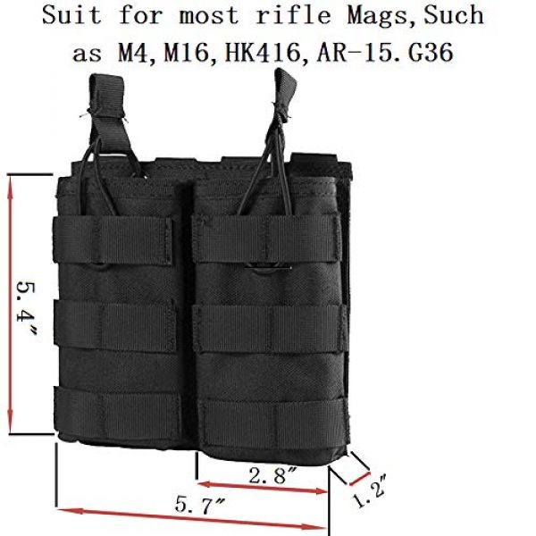 ATBP Tactical Pouch 2 ATBP Large Tactical Molle Drawstring Dump Pouch Rifles Magazine Utility Tool Belt Fanny Hip Holster Water Bottle Holder Waist Bag Pack (Black,Double for Rifle)