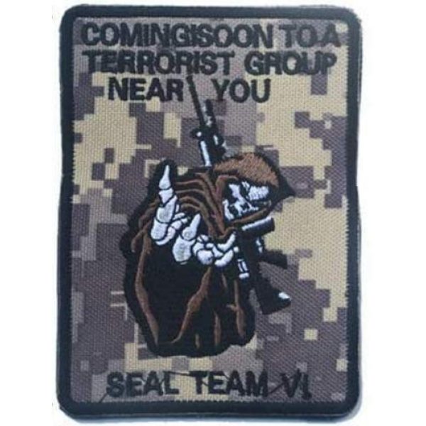 Tactical Embroidery Patch Airsoft Morale Patch 1 Seal Team VI Death to The TALIBAN Desert Reaper Skull Tactical Embroidery Patch Hook & Loop Morale Patch Military Patch for Clothing Accessory Backpack Armband