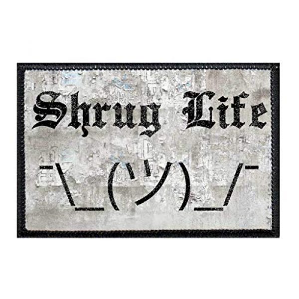 P PULLPATCH Airsoft Morale Patch 1 Shrug Life Morale Patch | Hook and Loop Attach for Hats, Jeans, Vest, Coat | 2x3 in | by Pull Patch