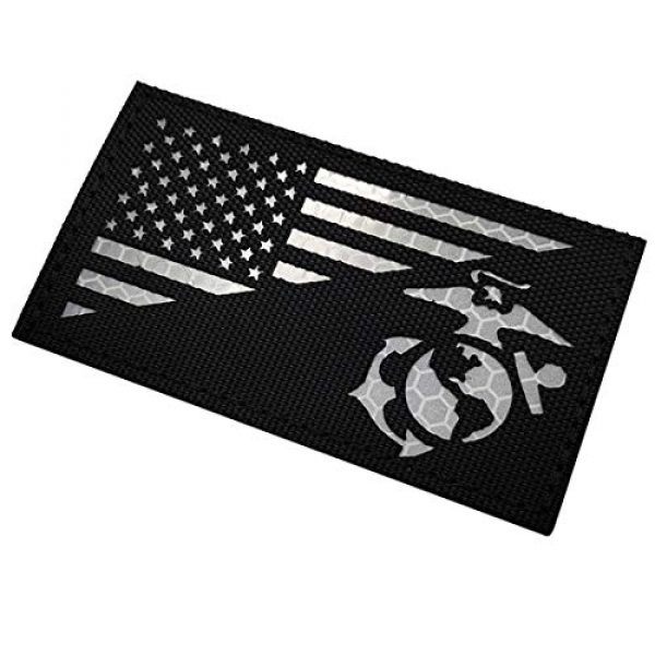 ODSP Airsoft Morale Patch 7 3 Pieces IR Reflective Patch, USA American Flag w/Marine Corps USMC Tactical Morale Fastener Hook and Loop Patches 3.54 x 1.97 inch for Hats, Clothes, Backpacks, Uniforms, Tactical Gears