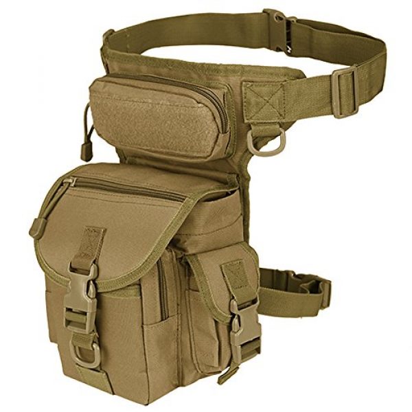 MAXTRA Tactical Pouch 1 Military Tactical Drop Leg Bag Tool Fanny Thigh Pack Leg Rig Utility Pouch Paintball Airsoft Motorcycle Riding Thermite Versipack, Tan