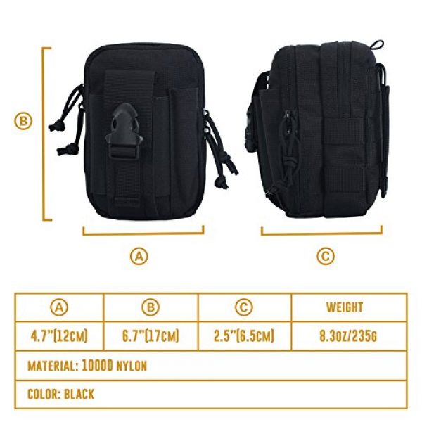 OneTigris Tactical Pouch 2 OneTigris MOLLE EDC Pouch Larger Capacity (Black)