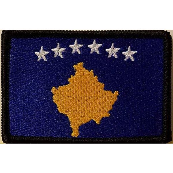 Fast Service Designs Airsoft Morale Patch 1 Kosovo Flag Embroidered Patch with Hook & Loop Morale Tactical Emblem Black Border