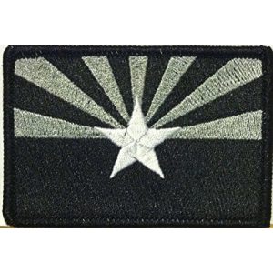 Fast Service Designs Airsoft Morale Patch 1 Arizona State Flag Embroidered Patch with Hook & Loop Travel Patriotic USA MC Biker Morale Emblem #13 (#5 Black & Gray. Black Border)