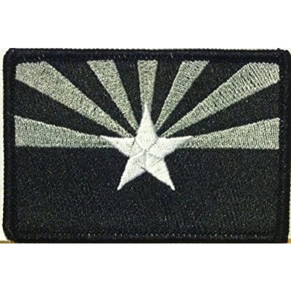 Fast Service Designs Airsoft Morale Patch 1 Arizona State Flag Embroidered Patch with Hook & Loop Travel Patriotic USA MC Biker Morale Emblem #13 (#5 Black & Gray. Black Border)
