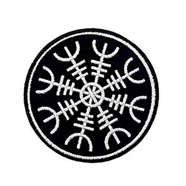 Embroidery Patch Airsoft Morale Patch 3 Viking Helm of Awe Viking Compass Vegvisir Norse Rune Military Hook Loop Tactics Morale Embroidered Patch (color1)