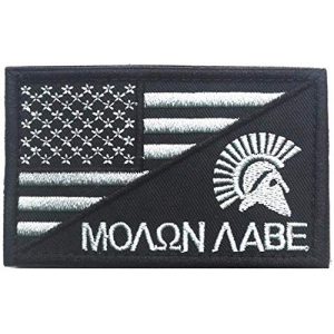 Tactical Embroidery Patch Airsoft Morale Patch 1 USA Flag Warrior Sparta Molon Labe Tactical Embroidery Patch Hook & Loop Morale Patch Military Patch for Clothing Accessory Backpack Armband (color3)
