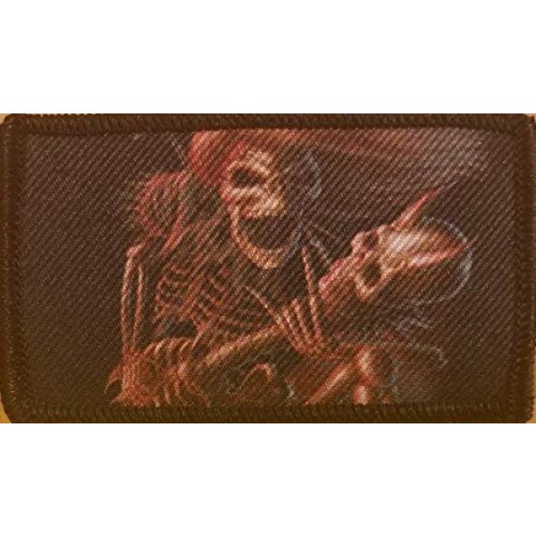 Fast Service Designs Airsoft Morale Patch 1 Skull & Guitar Patch with Hook & Loop Tactical Morale Funny Bones Emblem #13