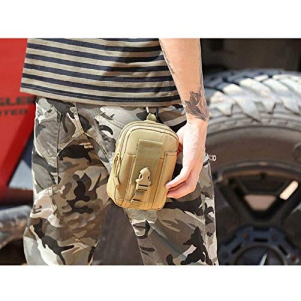 ASkinds Tactical Pouch 7 Tactical Pouch Multipurpose Waist Belt Bag Waterproof Nylon Cell Phone Holster Holder Phone Carrying Case Organizer Security Wallet Purse for Outdoor Men Camping Hiking(Khaki)