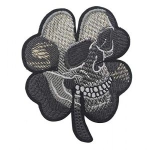 Tactical Embroidery Patch Airsoft Morale Patch 1 Lucky 4 Leaf Clover Skull Irish Biker Embroidery Patch Military Tactical Morale Patch Badges Emblem Applique Hook Patches for Clothes Backpack Accessories