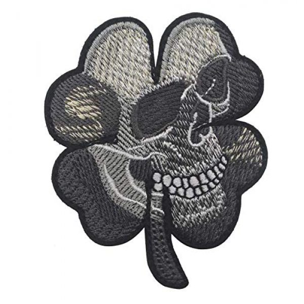 Tactical Embroidery Patch Airsoft Morale Patch 1 Lucky 4 Leaf Clover Skull Irish Biker Embroidery Patch Military Tactical Morale Patch Badges Emblem Applique Hook Patches for Clothes Backpack Accessories