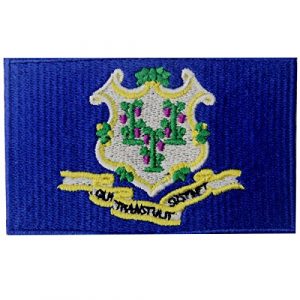 EmbTao Airsoft Morale Patch 1 Connecticut State Flag Embroidered Emblem Iron On Sew On CT Patch