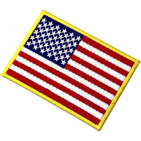 EmbTao Airsoft Morale Patch 4 EmbTao American Flag Embroidered Patch Gold Border USA United States of America Military Uniform Iron On Sew On Emblem