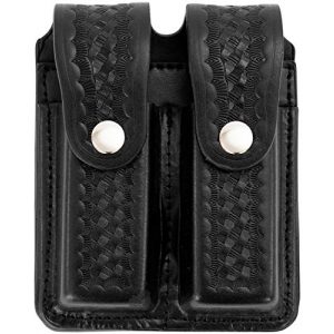 RYNO GEAR Tactical Pouch 1 RYNO GEAR Leather Basket Weave Double Magazine Holder with Snaps