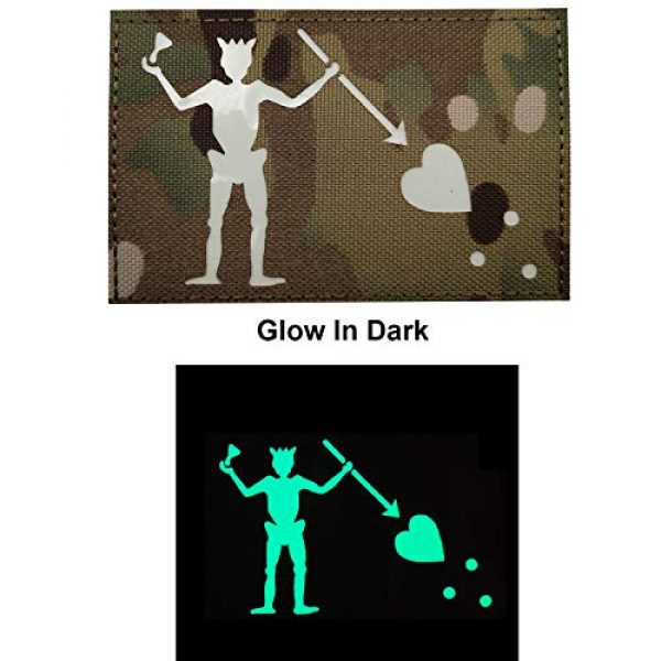 APBVIHL Airsoft Morale Patch 4 Glow Dark Blackbeard Pirate Edward Teach Jolly Roger Patches - DEVGRU US Navy Seals Tactical Morale Military Patch - Hook and Loop Fastener Backing - 4.33 x 2.76 Inch