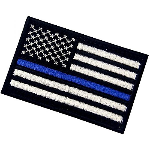 EmbTao Airsoft Morale Patch 4 Tactical Embroidered Thin Blue Line USA Flag Fastener Hook & Loop Patch