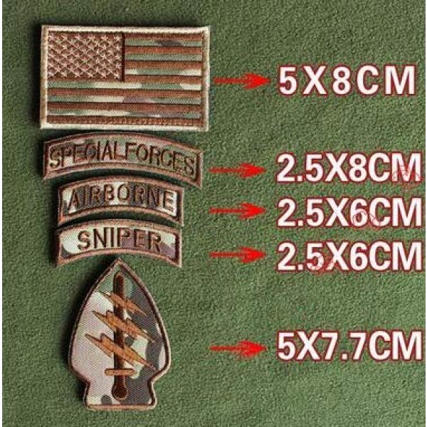 Tactical Embroidery Patch Airsoft Morale Patch 1 America Flag Special Forces Airborne Sniper Embroidery Patch Military Tactical Morale Patch Badges Emblem Applique Hook Patches for Clothes Backpack Accessories