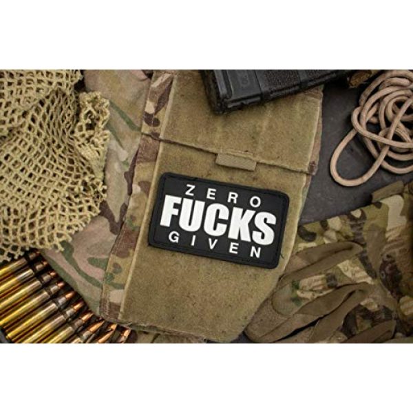 BASTION Airsoft Morale Patch 5 BASTION Morale Patches (Zero Fxcks, BNW) | 3D PVC Patch with Hook & Loop Fastener Backing | Well-Made | Military Combat Badge Patches Ideal for Tactical Bag, Hats & Vest