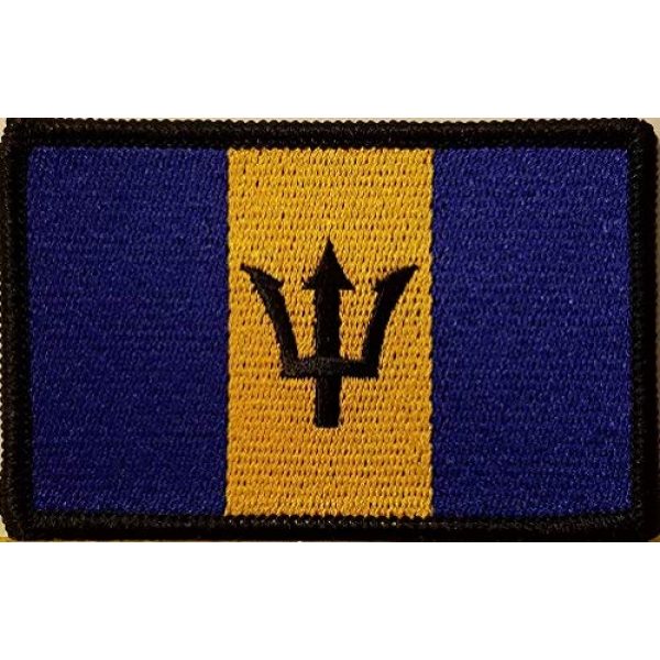 Fast Service Designs Airsoft Morale Patch 1 Barbados Flag Embroidered Patch with Hook & Loop Morale Tactical Travel Emblem Black Border