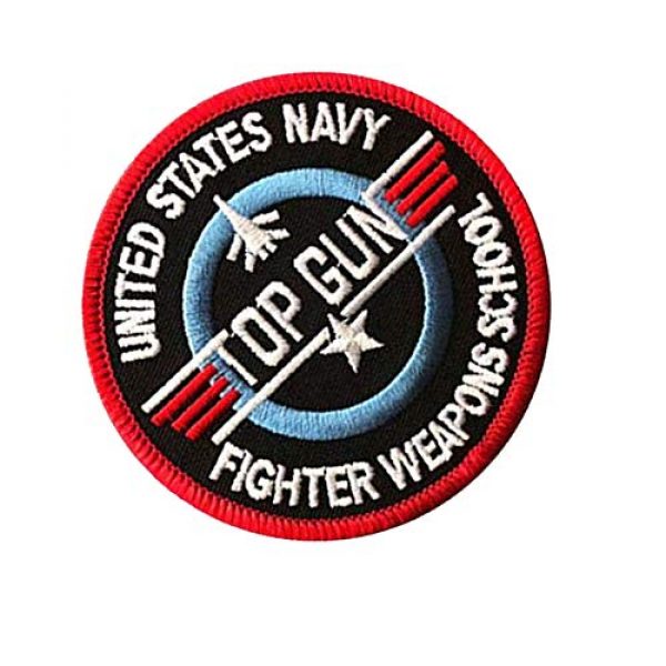 ODSP Airsoft Morale Patch 7 Top Gun Custom Personalized Embroidered Military Tactical Morale Patches School Name Applique Badge with Hook&Loop Fastener Backing Bundle 2 Pieces 3.15 Inch Diameter