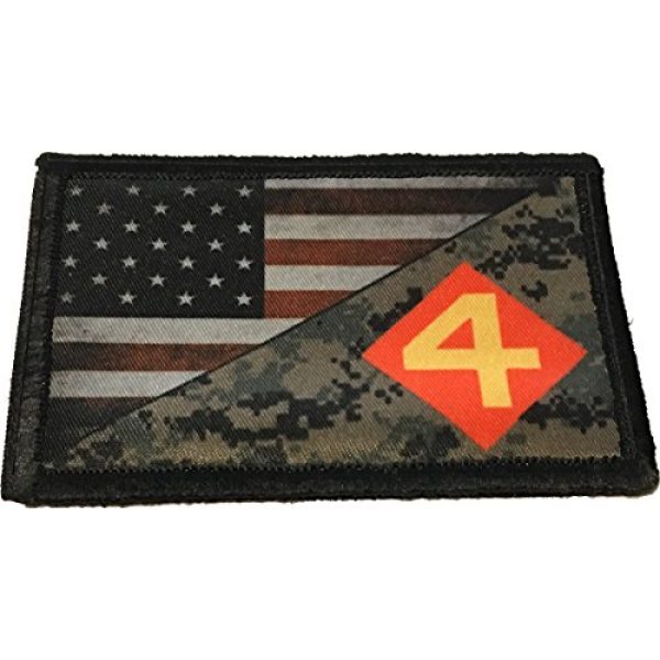 RedheadedTshirts Airsoft Morale Patch 1 USMC 4th Marine Division USA Flag Morale Patch Tactical Military. 2x3" Hook and Loop Made in The USA