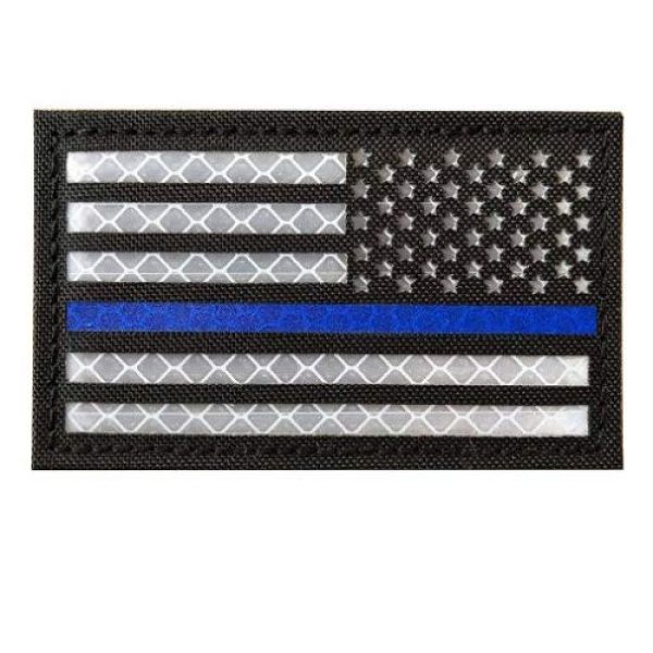 Zhikang68 Airsoft Morale Patch 2 Infrared IR US USA Flag Patch Tactical Military Morale Reflective American Flag Patch Hook&Loop Fastener Emblem Backing Multicam (2 PCS (Blue Line))