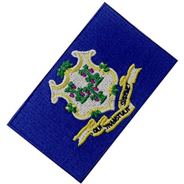 EmbTao Airsoft Morale Patch 3 Connecticut State Flag Embroidered Emblem Iron On Sew On CT Patch