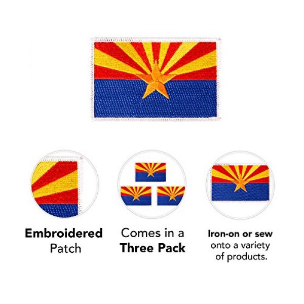 Desert Cactus Airsoft Morale Patch 3 Arizona AZ Flag Patch Bulk 3.5 inch x 2.25 inch State Iron On Sew Embroidered Tactical Backpack Hat Bags Caps Jackets Pants (3-Pack Patch)