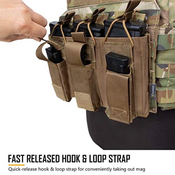 IDOGEAR Tactical Pouch 6 IDOGEAR Triple Mag Pouch Open-Top Triple Kangaroo Magazine Pouch and Pistol Mag Pouch 500D Nylon Airsoft Hunting Military Gear