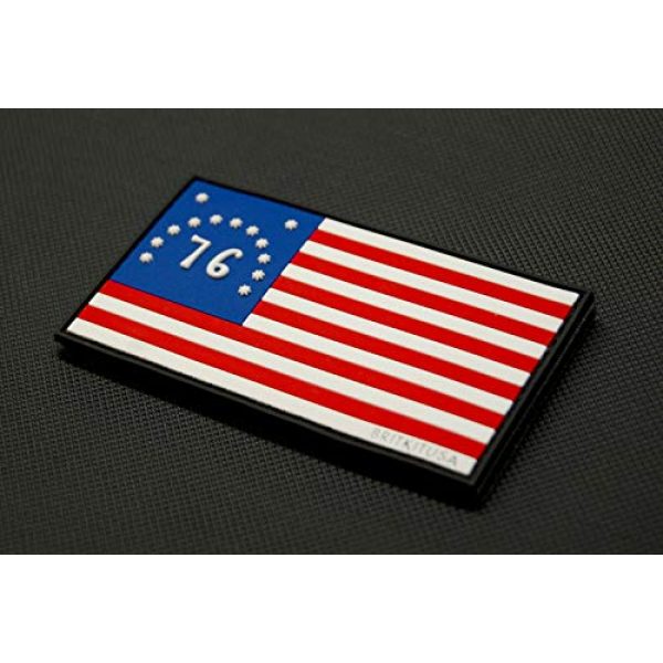 BritKitUSA Airsoft Morale Patch 2 BritKitUSA PVC Bennington Flag Spirit of '76 Morale Patch American Patriot 3% 1776 Hook
