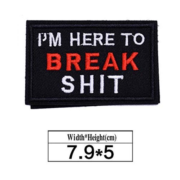 ZHDTW Airsoft Morale Patch 2 ZHDTW Tactical Morale Letter Patches I'm Here to Break Shit Decorative Patches with Hook Loop for Bags, Backpacks, Clothing (DT055)